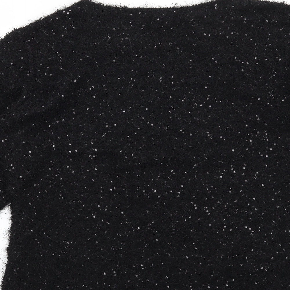 Brand and care label for Text women’s black jumper, size M