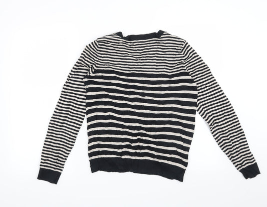 H&M Womens Beige Striped Cardigan Jumper Size S