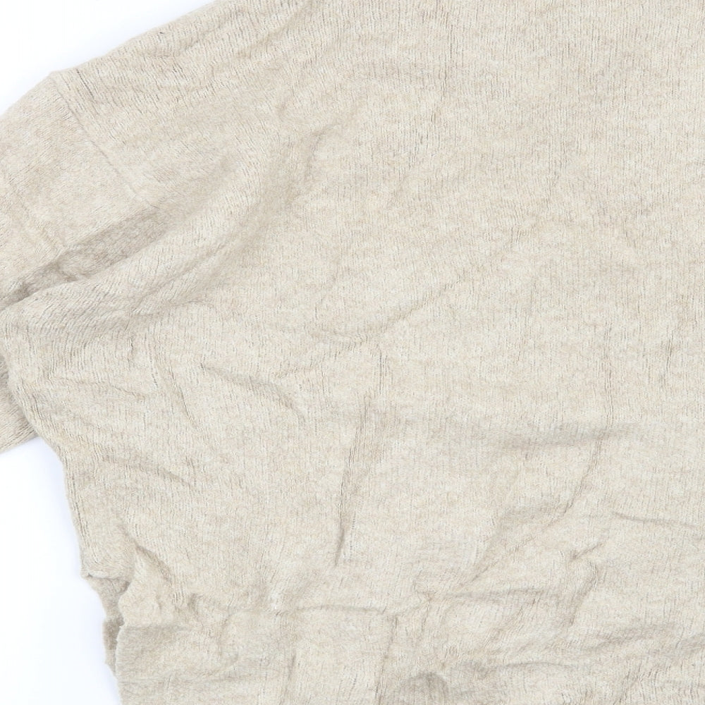 Brand and care label for H&M women’s beige jumper, size XS
