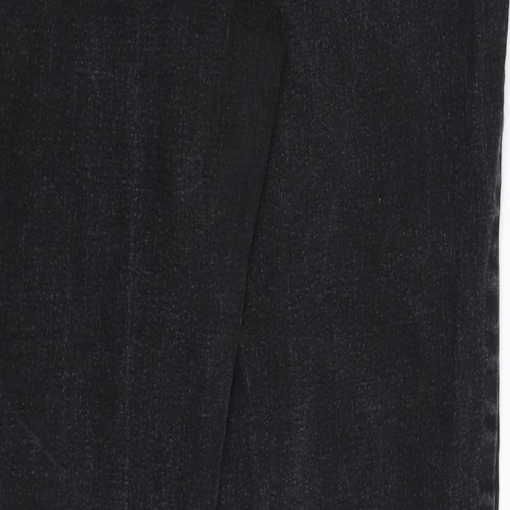 Brand and care label for Dorothy Perkins women’s black denim skinny jeans, size UK 12, 29-inch leg