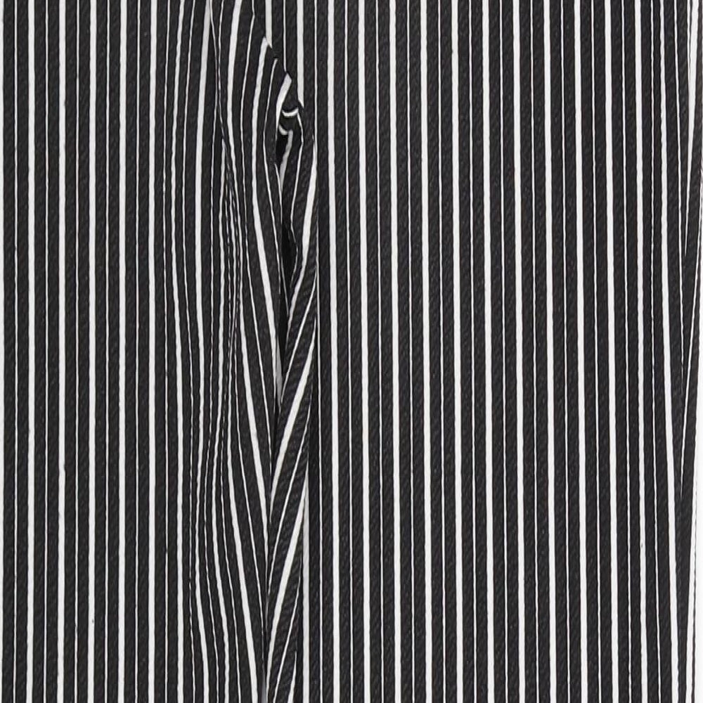PRETTYLITTLETHING Womens Black Striped Trousers Size 10 L27 in