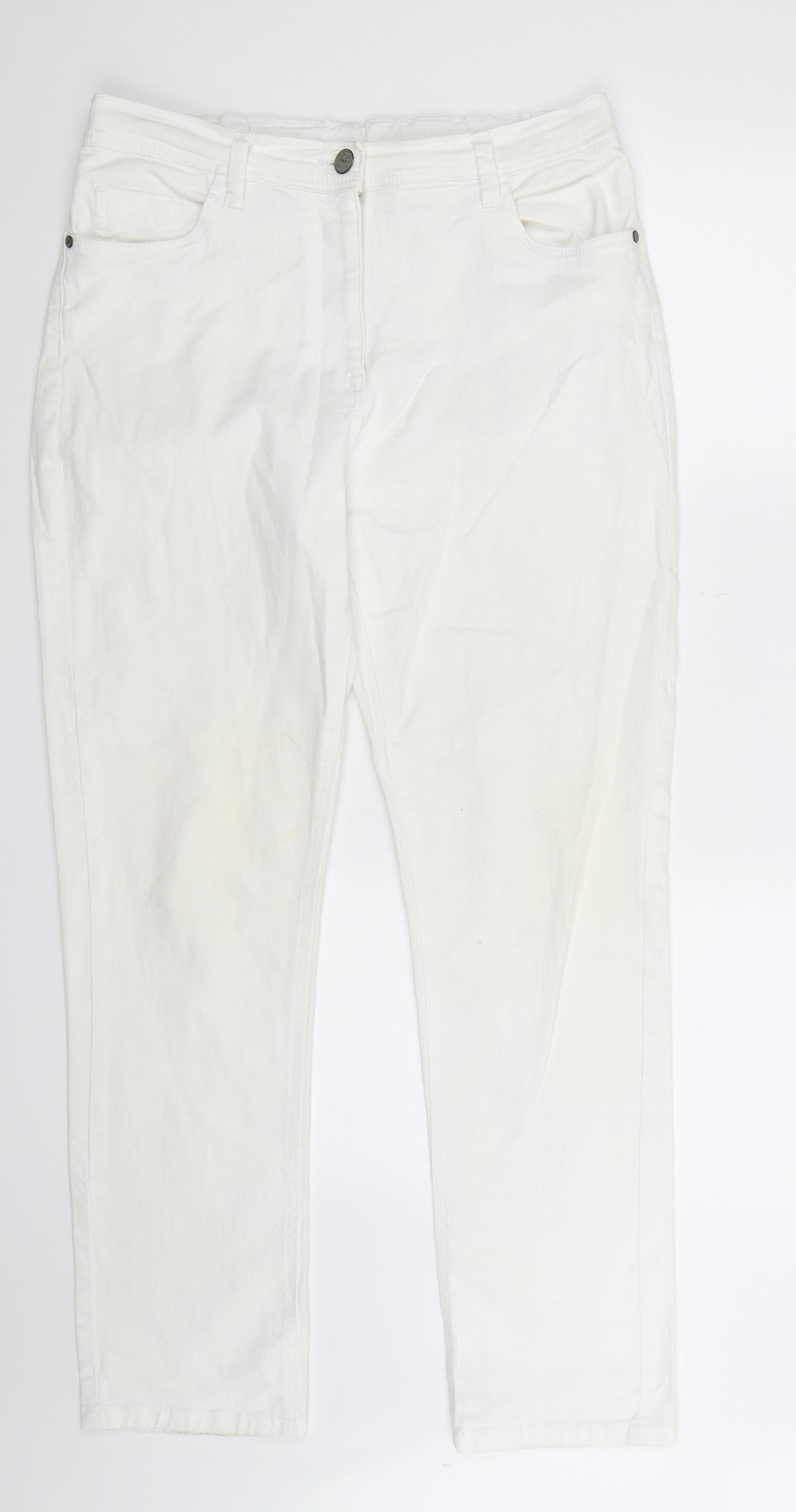 Anthology Womens White Denim Straight Jeans Size 14 L30 in
