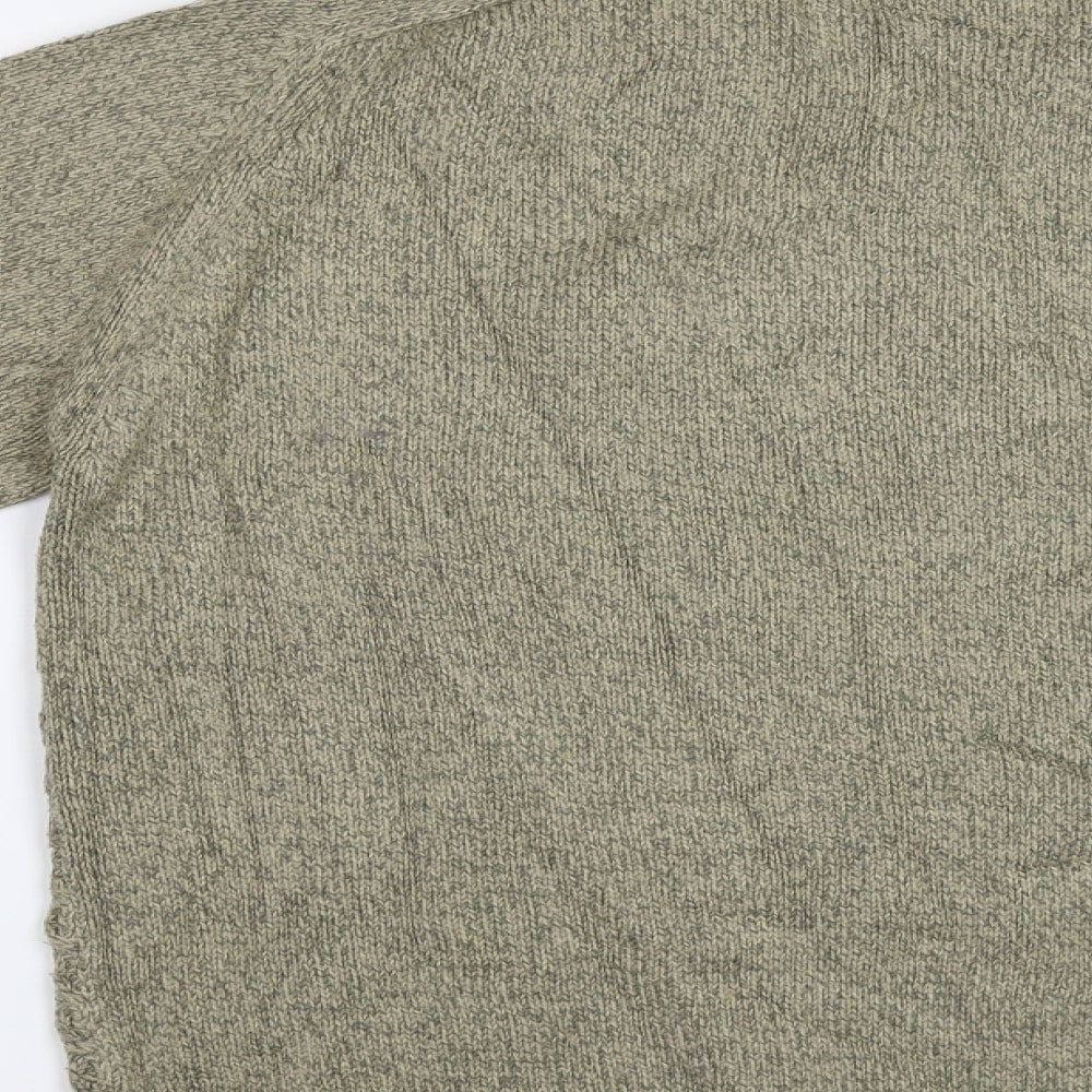 Brand and care label for Tu Man men’s brown jumper, size M