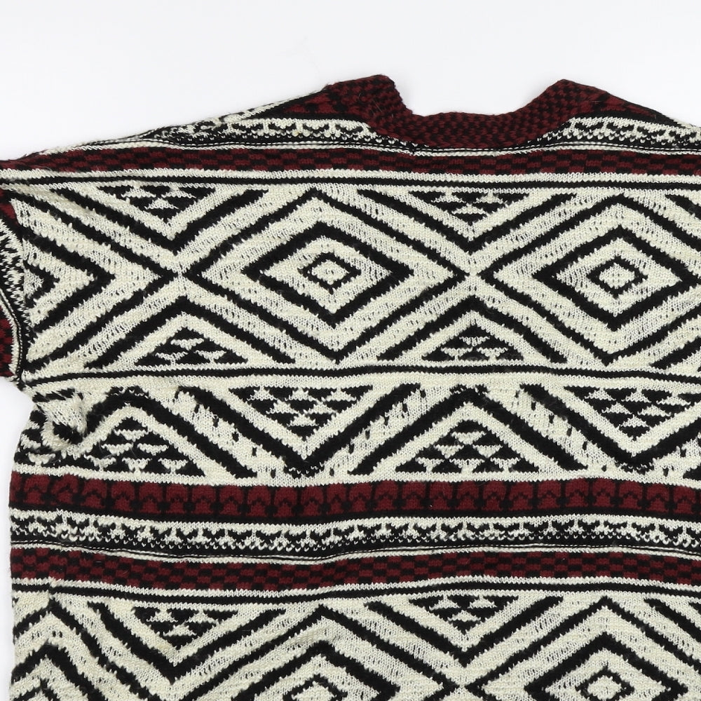 Brand and care label for 915 girls’ multicoloured geometric cardigan jumper, size 10-11, years
