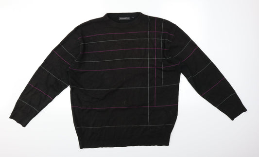 Richmond & Watts Mens Black Striped Pullover Jumper Size M