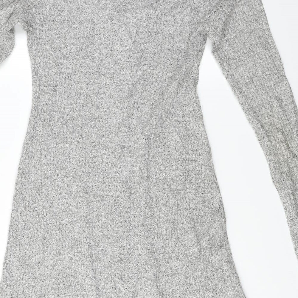 Brand and care label for Monteau women’s grey cardigan jumper, size M