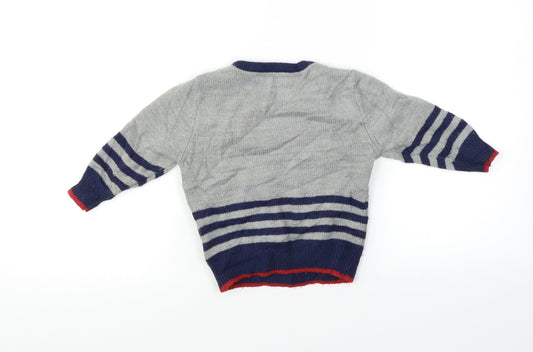 George Baby Grey Pullover Jumper Size 12-18 Months - Reindeer
