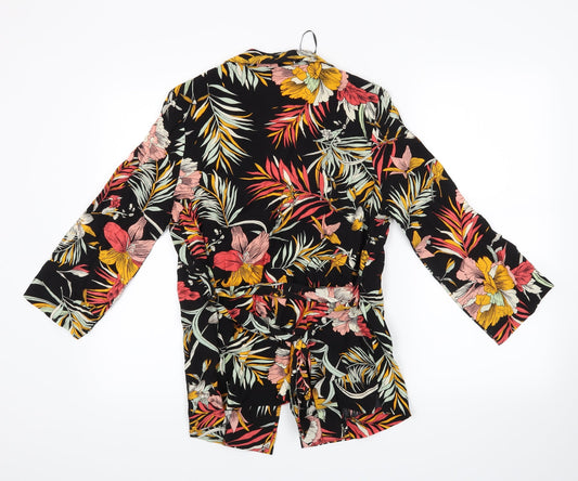 Nutmeg Womens Black Floral Jacket Coatigan Size 8 - 100% viscose