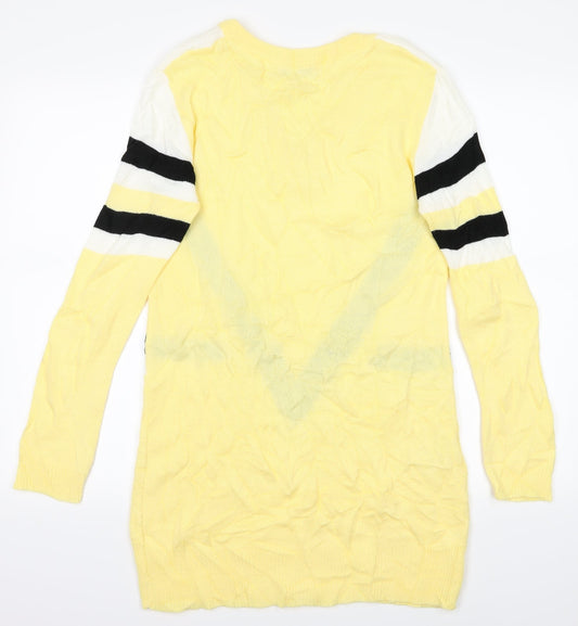 StayHere Womens Yellow Striped Jumper Dress Size M