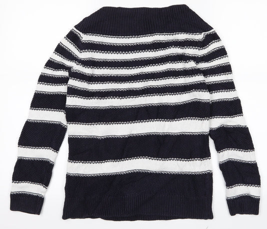 M&S Womens Blue Striped Pullover Jumper Size 8