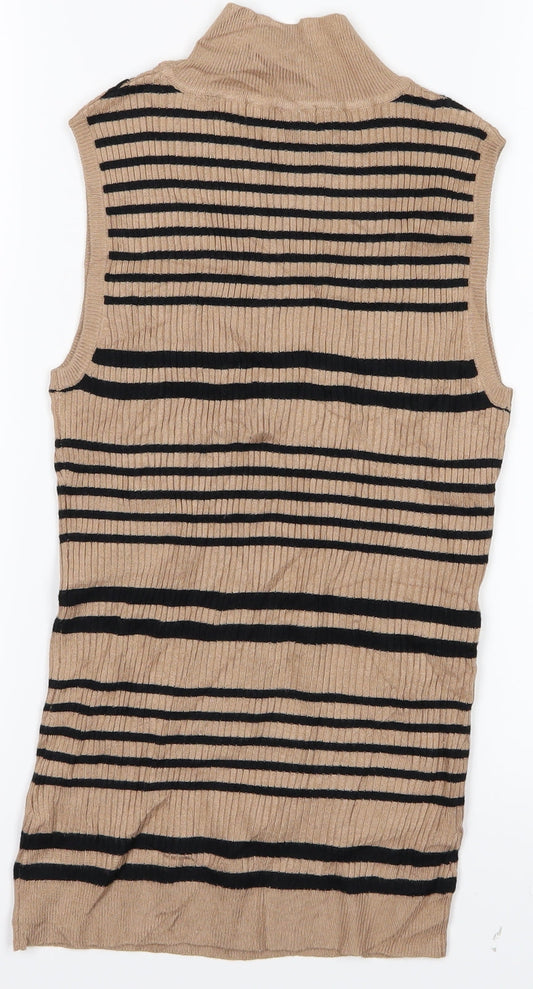Select Womens Brown Striped Vest Jumper Size 12