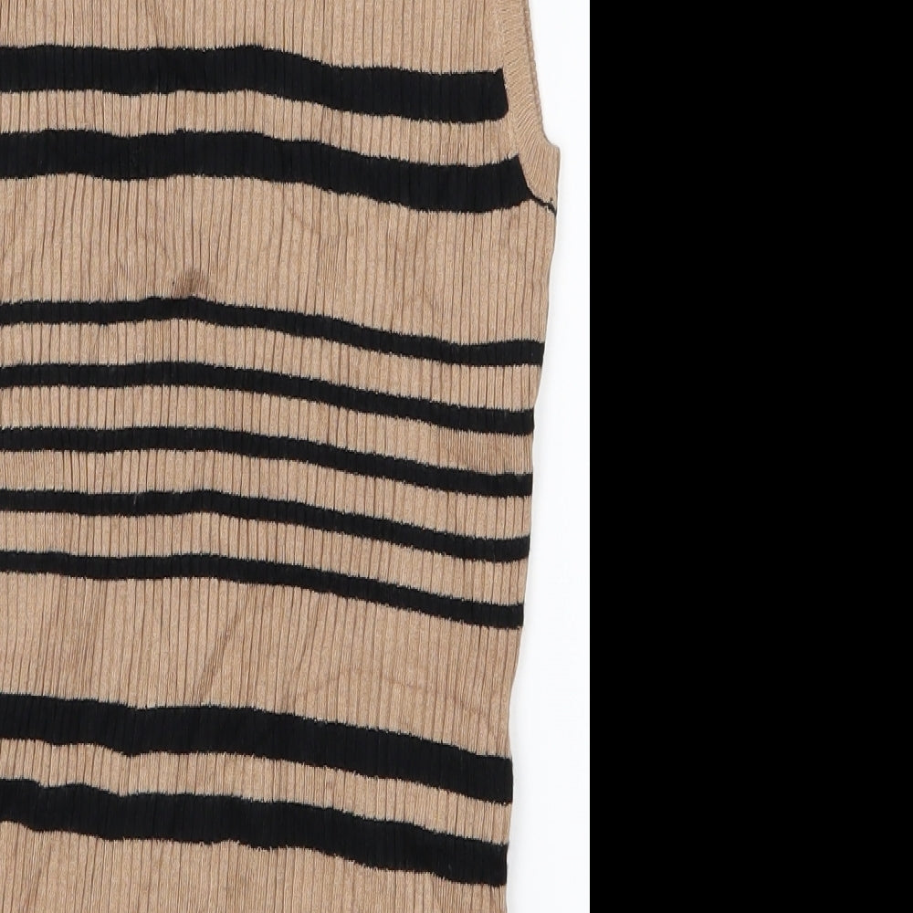 Brand and care label for Select women’s brown striped vest jumper, size UK 12