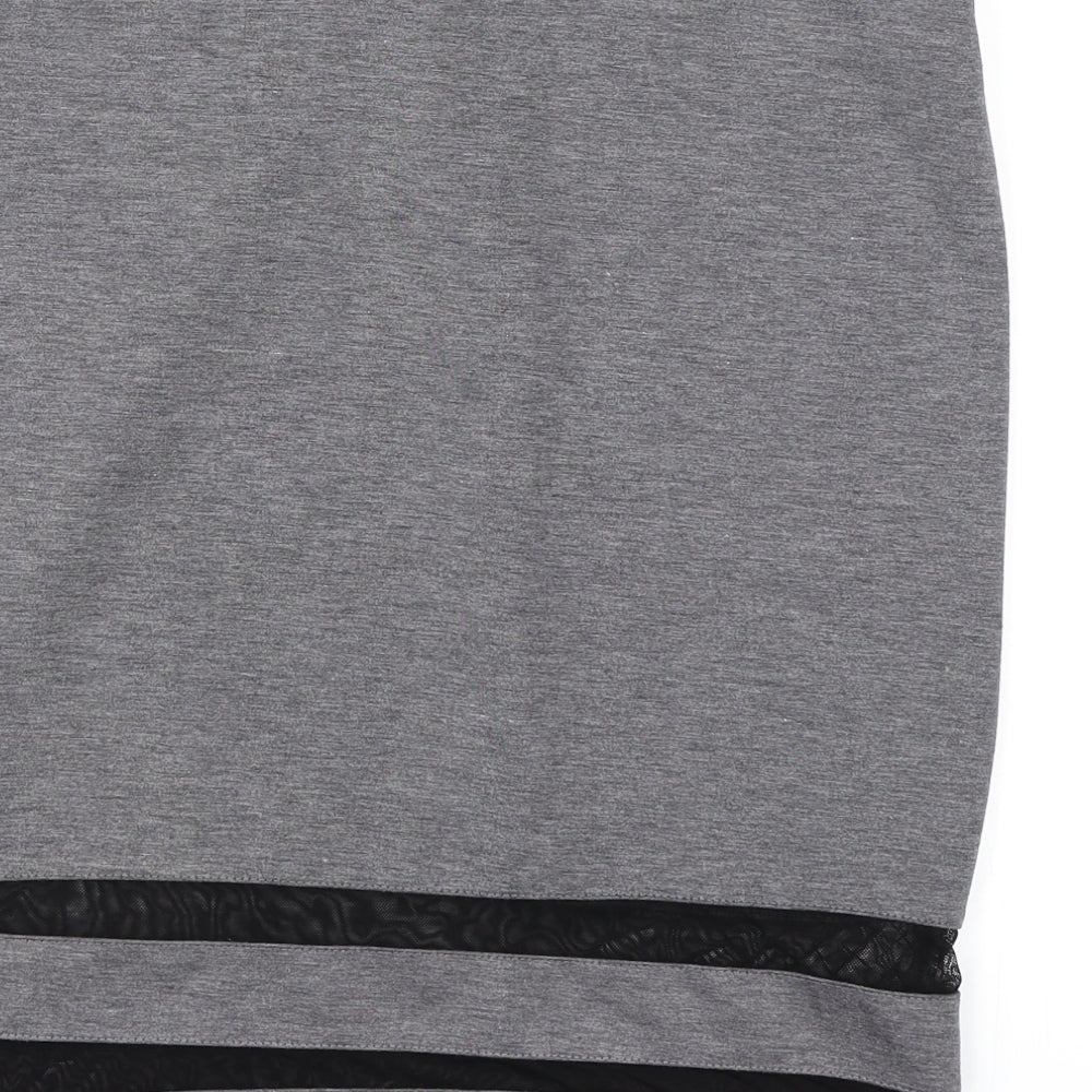 Brand and care label for Divided by H&M women’s grey a-line skirt, size L
