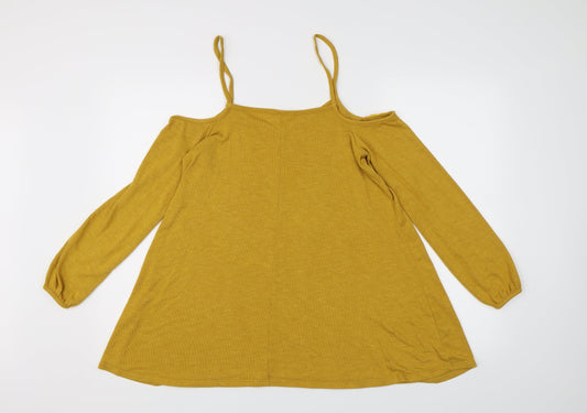River Island Womens Yellow Knit Pullover Jumper Size 10