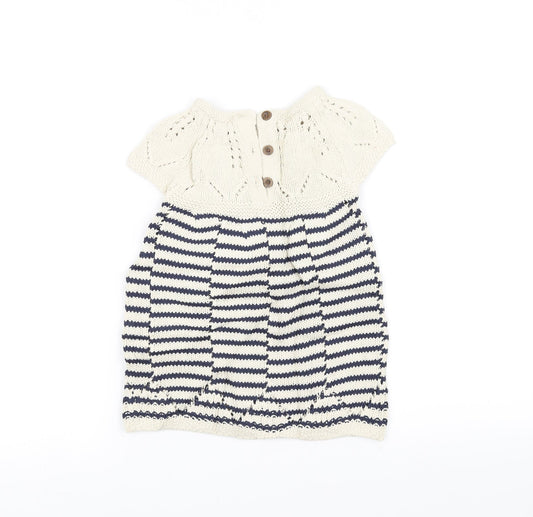 NEXT Girls White Striped Knit A-Line Size 9-12 Months