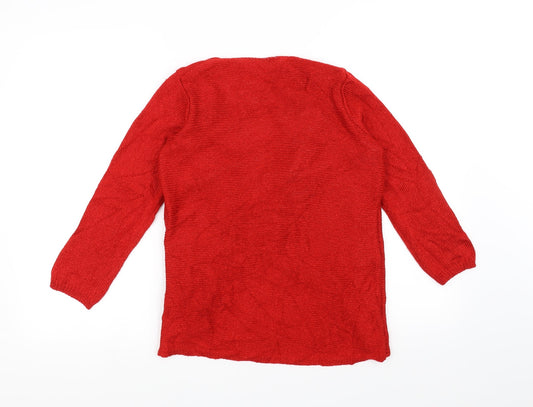 Per Una Womens Red Knit Pullover Jumper Size 8