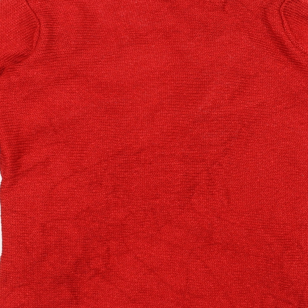 Brand and care label for Per Una women’s red knit jumper, size UK 8