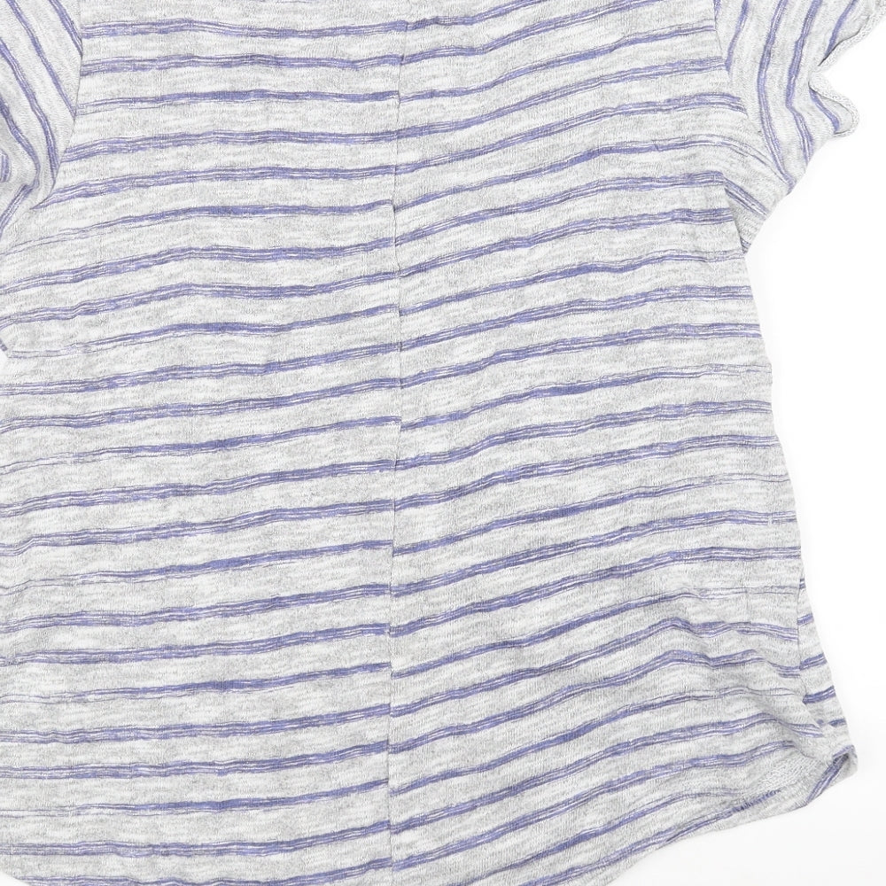 Brand and care label for Blooming Marvellous women’s grey striped basic t-shirt, size UK 10