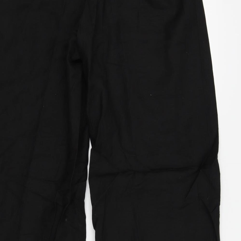 Brand and care label for Oscar women’s black trousers, size UK 8, 24-inch leg