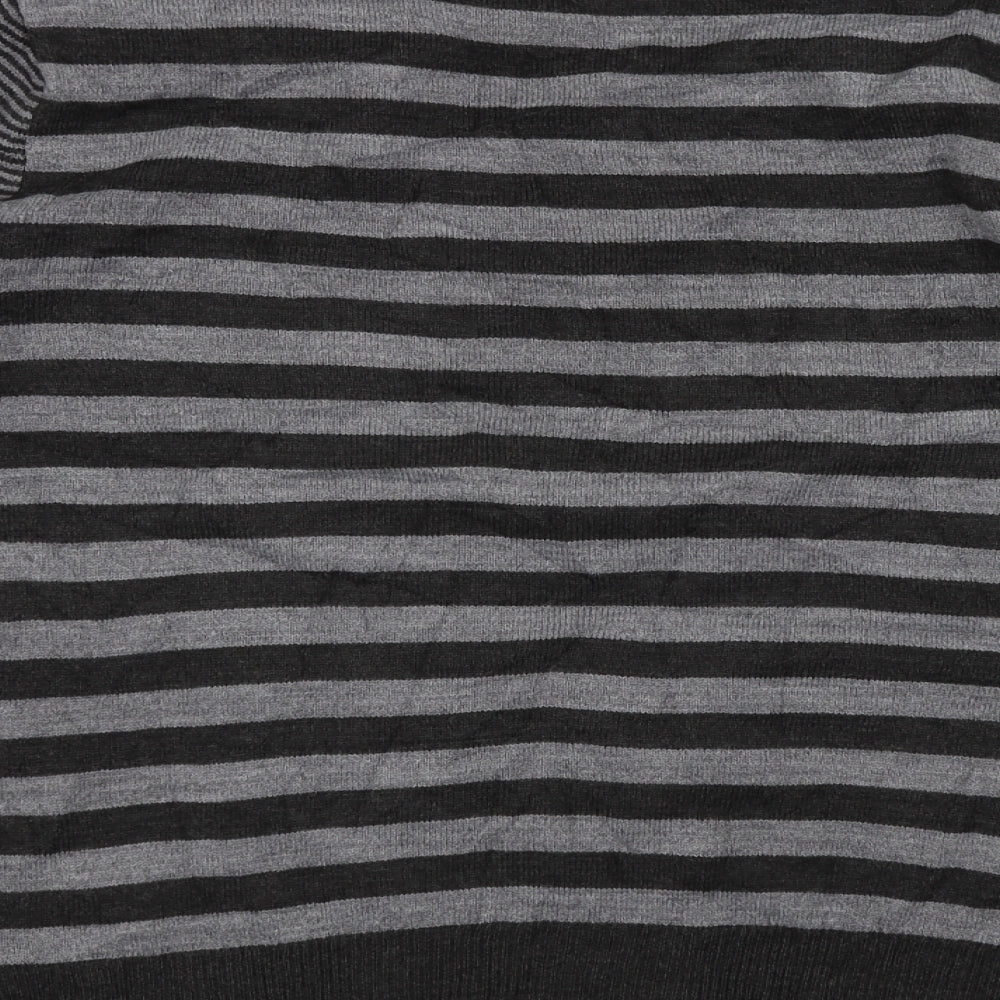 Brand and care label for Per Una women’s grey striped jumper, size UK 12