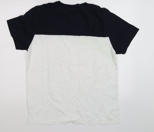 US Auth Mens White Colourblock T-Shirt Size L