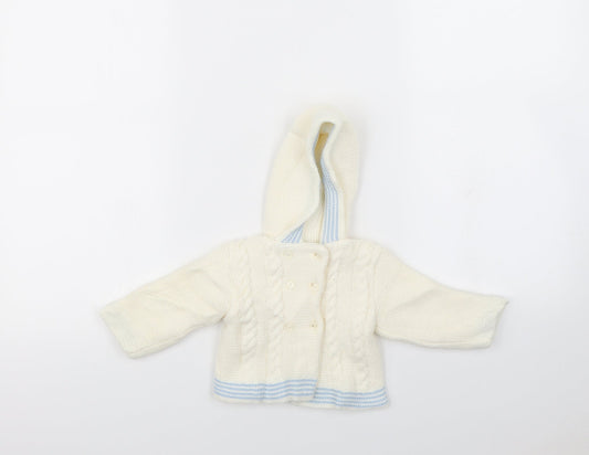 Additional front view of Zip Zap Baby Ivory Cardigan Jumper, size 0-3, Months