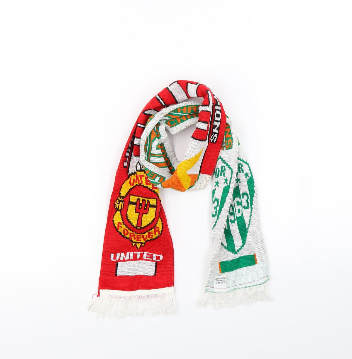 Front view of man united men’s red scarf one size - man united