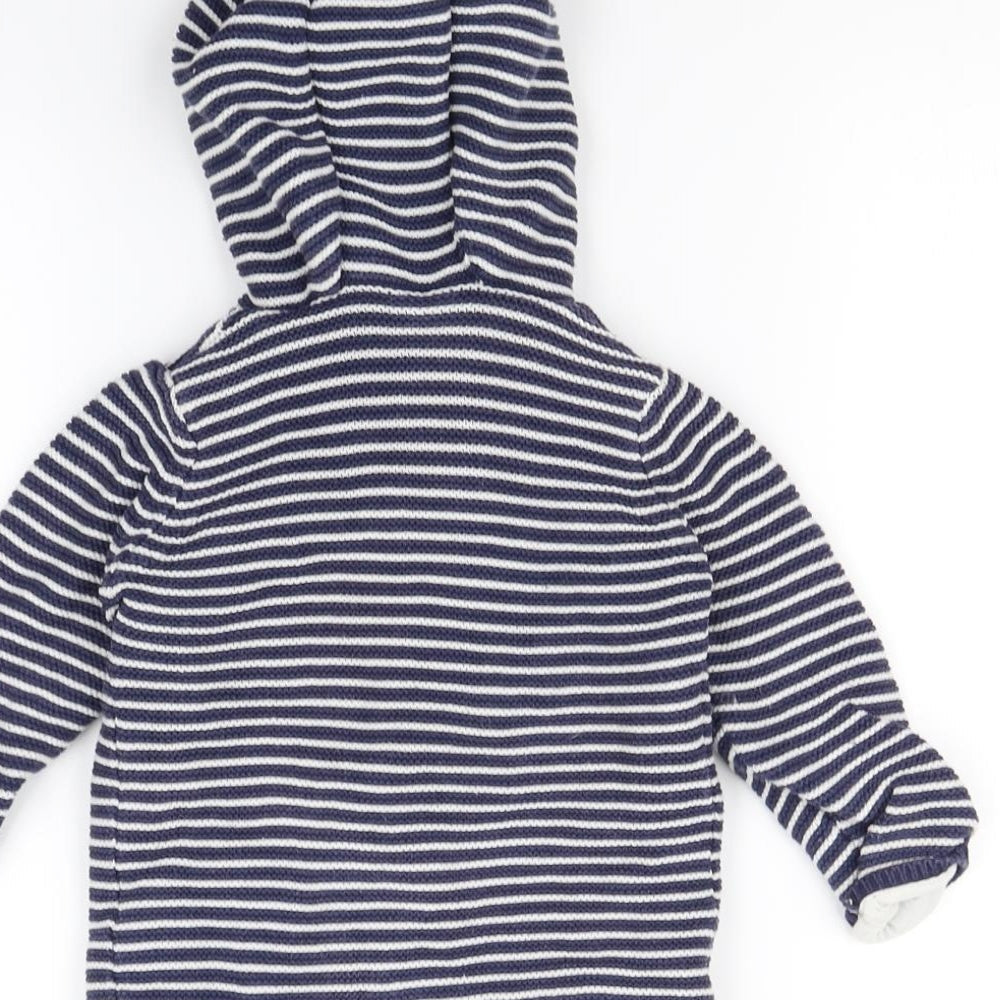 Brand and care label for F&F Baby Blue Striped Jacket, size 9-12, Months