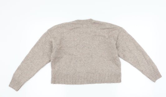New Look Womens Grey Pullover Jumper Size S - cropped