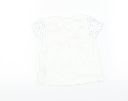 Nutmeg Girls White Polka Dot Basic T-Shirt Size 6-9 Months - rabbit