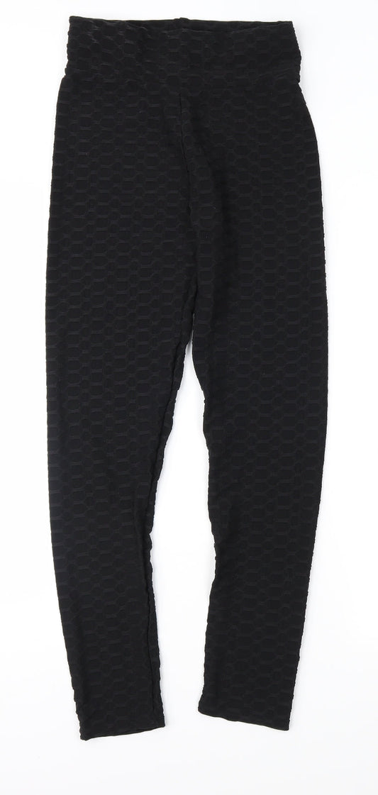 Preworn Womens Black Geometric Carrot Leggings Size S L28 in