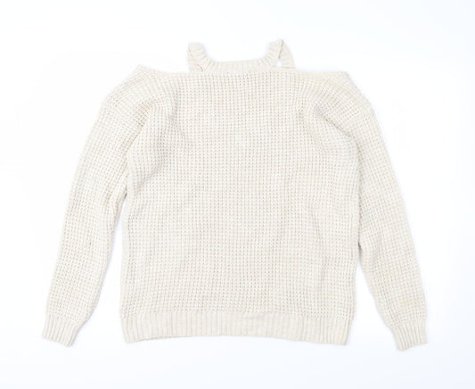 New Look Womens Beige Knit Pullover Jumper Size S