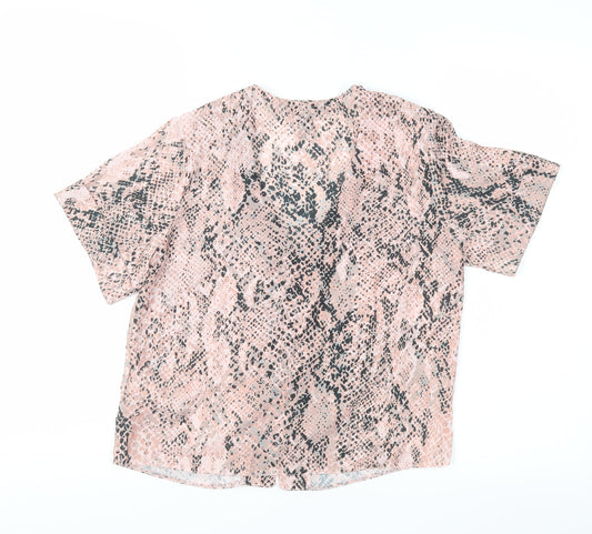 New Look Womens Pink Animal Print Basic Blouse Size 6