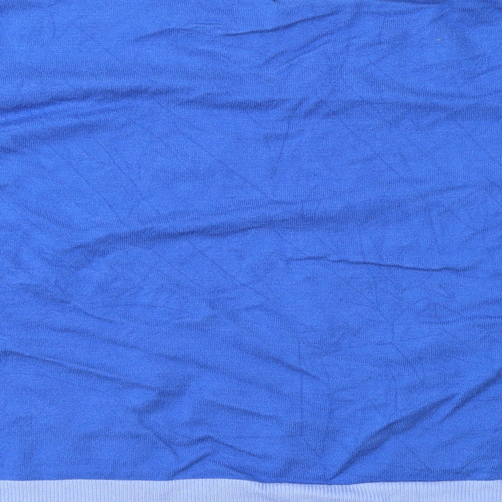 Brand and care label for Marks & Spencer women’s blue knit jumper, size UK 16