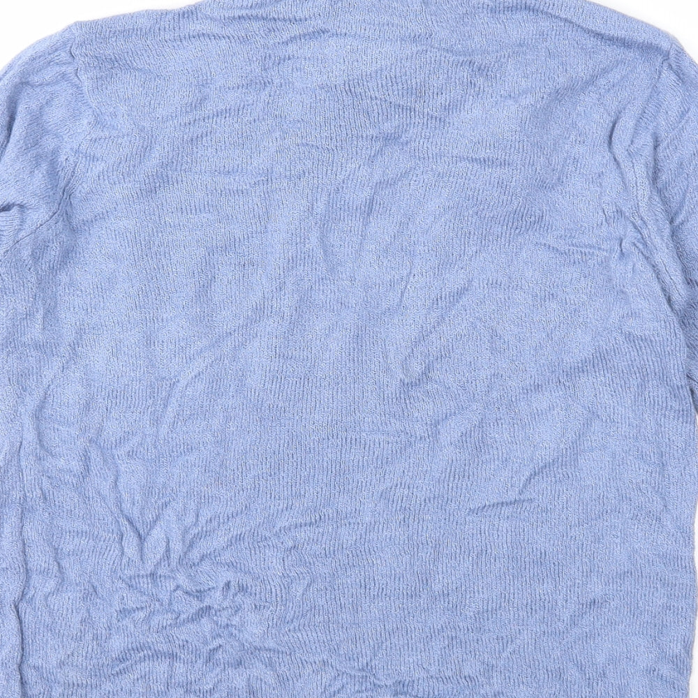 Brand and care label for EWM women’s blue knit jumper, size M