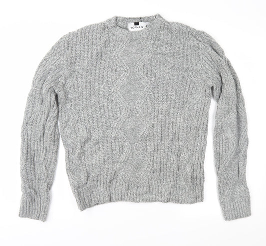 Topman Mens Grey Knit Pullover Jumper Size S