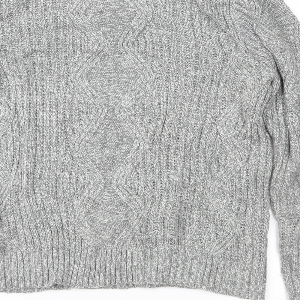 Brand and care label for Topman men’s grey knit jumper, size S