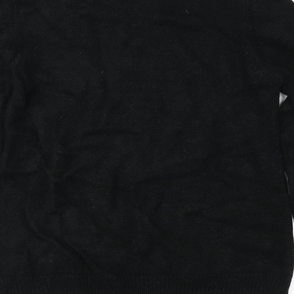 Brand and care label for Yessica women’s black geometric knit jumper, size M