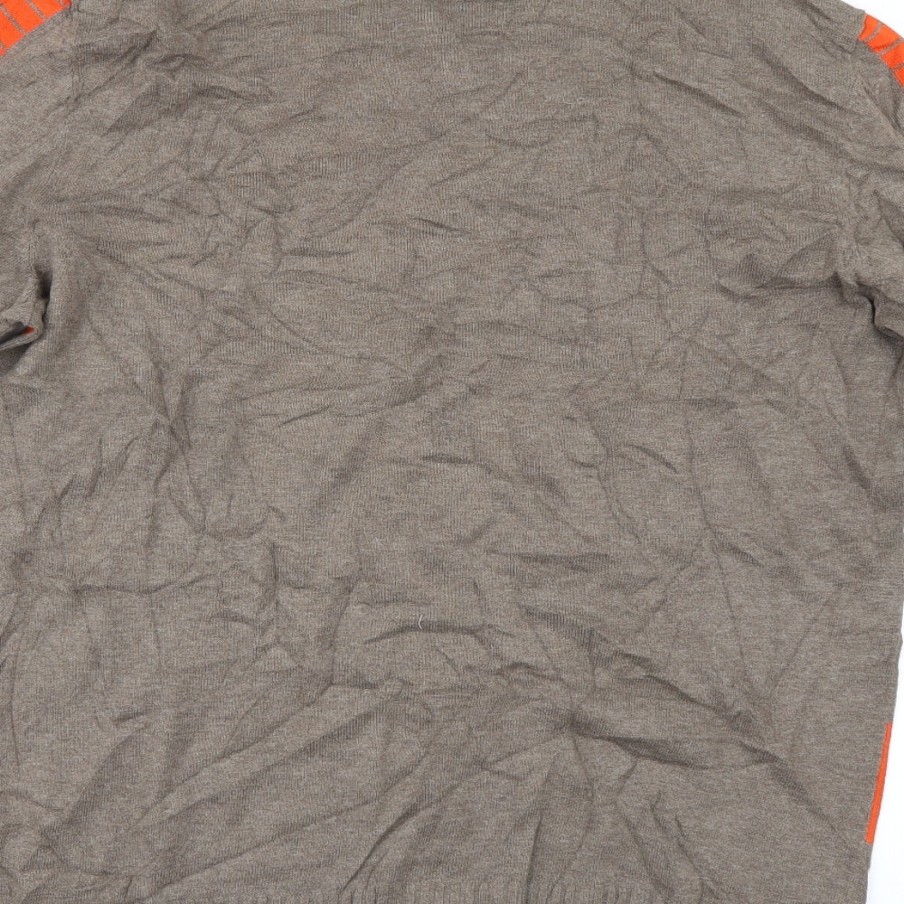 Tristan Mens Brown Striped Pullover Jumper Size L