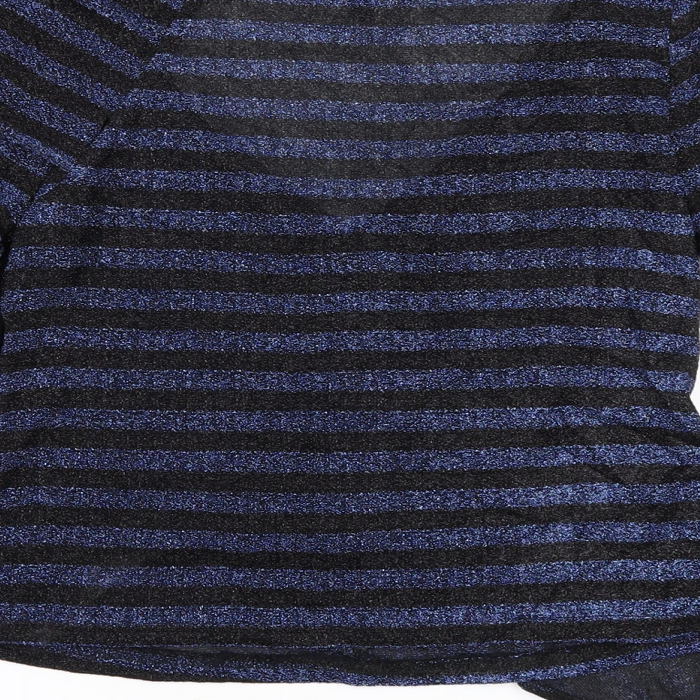 Brand and care label for Zara women’s blue jumper, size M