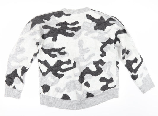 Peacocks Womens Grey Animal Print Pullover Jumper Size L