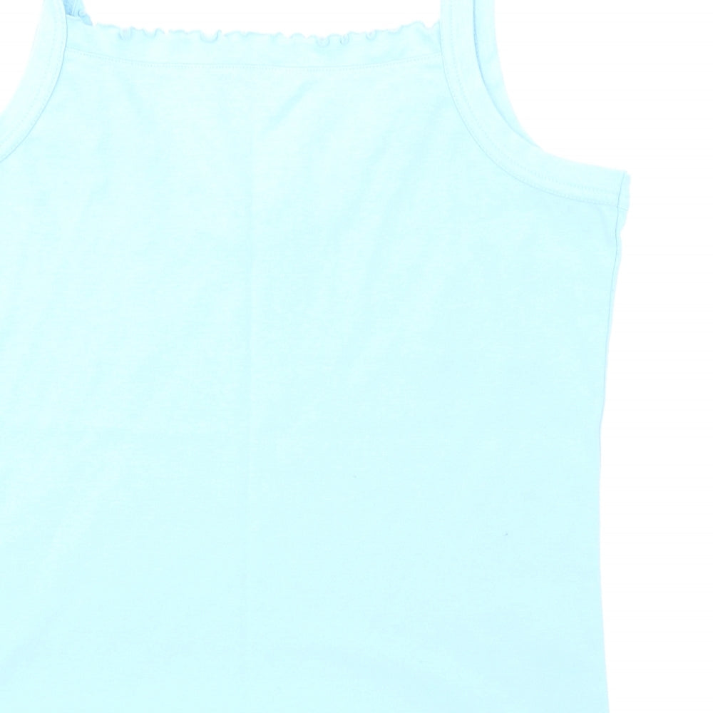 Brand and care label for Donna Lewis women’s blue camisole t-shirt, size L