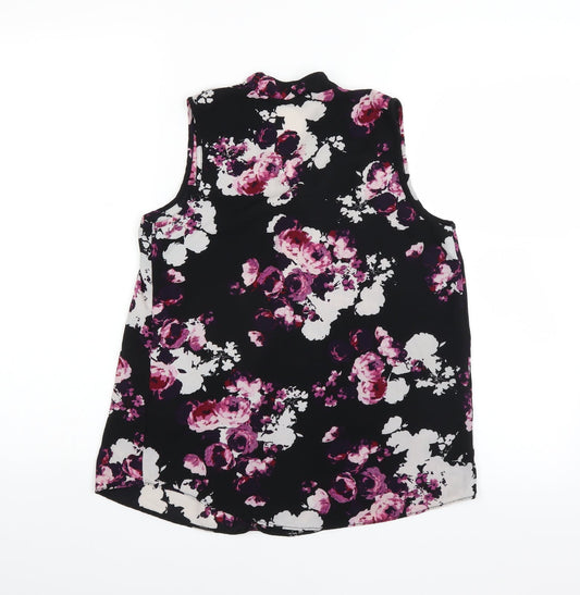 Peacocks Womens Black Floral Basic Blouse Size 8