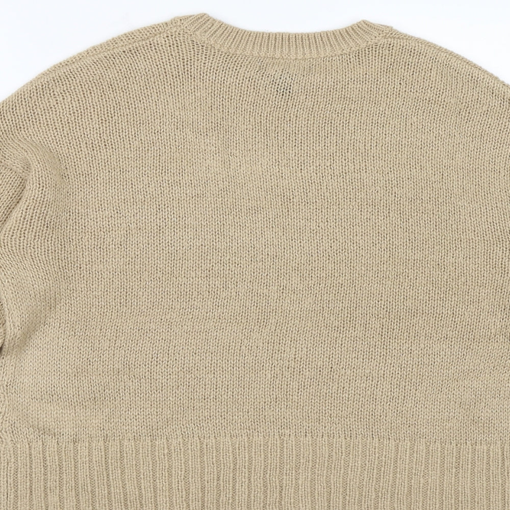 Brand and care label for New Look women’s beige jumper, size S