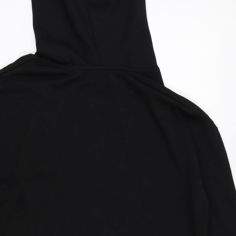 Brand and care label for Topshop women’s black pullover hoodie, size UK 6