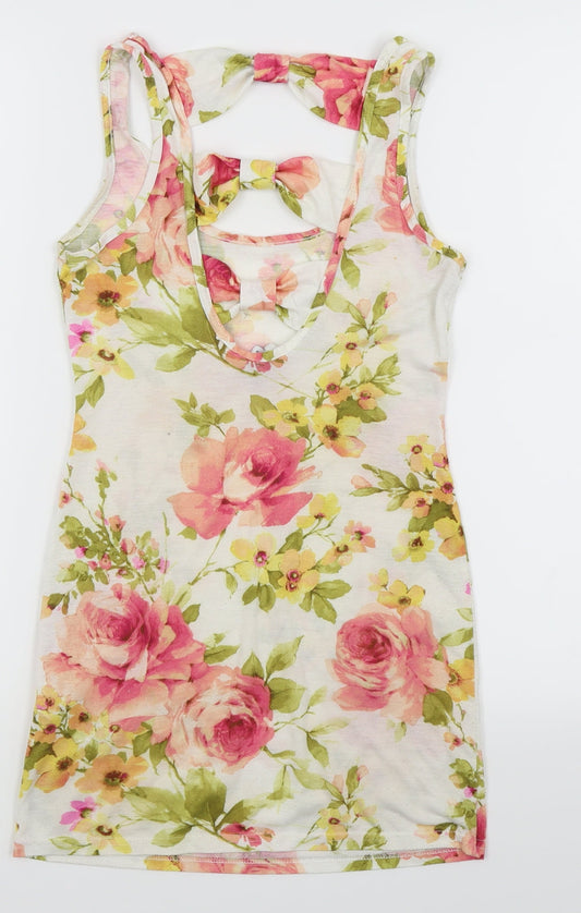 New Look Womens White Floral Fit & Flare Size 8