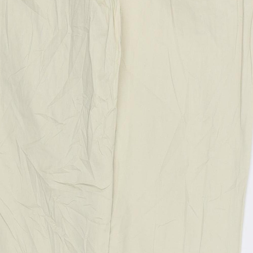 Brand and care label for Veromoda women’s beige chino trousers, size UK 12, 29-inch leg