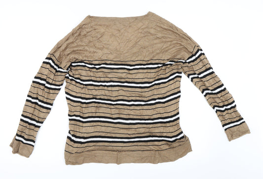 NEXT Womens Beige Striped Pullover Jumper Size 18
