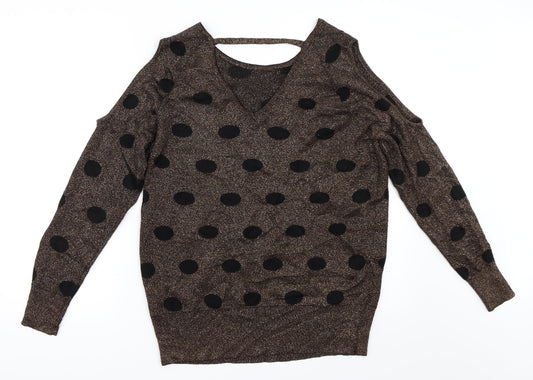 Matalan Womens Brown Pullover Jumper Size 14 - Cut Out Shoulders