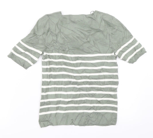 Marks and Spencer Womens Green Striped Pullover Jumper Size 8